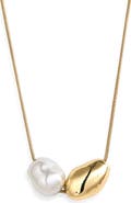 NORDSTROM RACK Faux Pearl Nugget Pendant Necklace