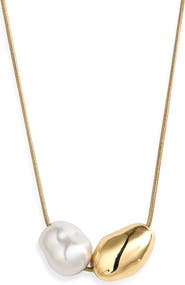 NORDSTROM RACK Faux Pearl Nugget Pendant Necklace