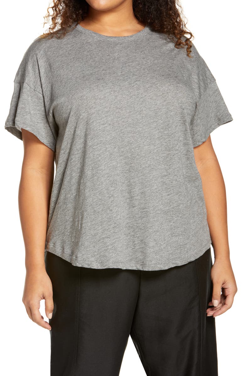 Madewell Sorrel Whisper Ringer T-Shirt, Main, color, Heather Iron
