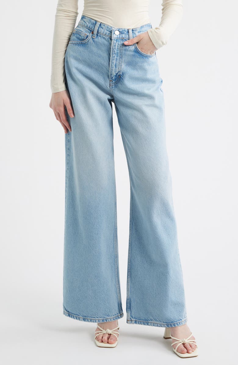 Reformation Cary High Waist Slouchy Wide Leg Jeans, Main, color, Arena