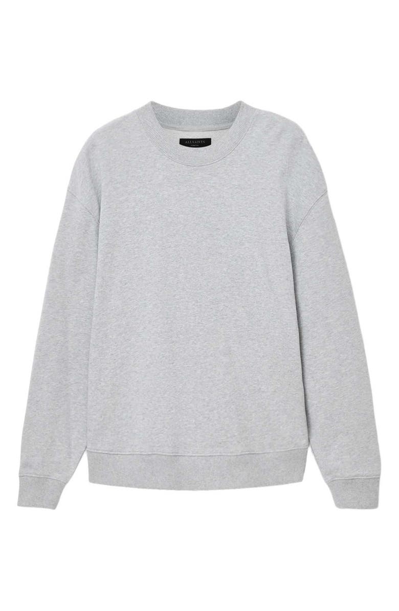 AllSaints Milo Oversize Cotton Fleece Crewneck Sweatshirt, Alternate, color, Light Grey Marl