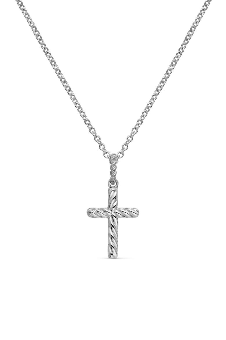 Cable Collectibles Cross Necklace with Diamonds in 18K Gold, Alternate, color, SILVER