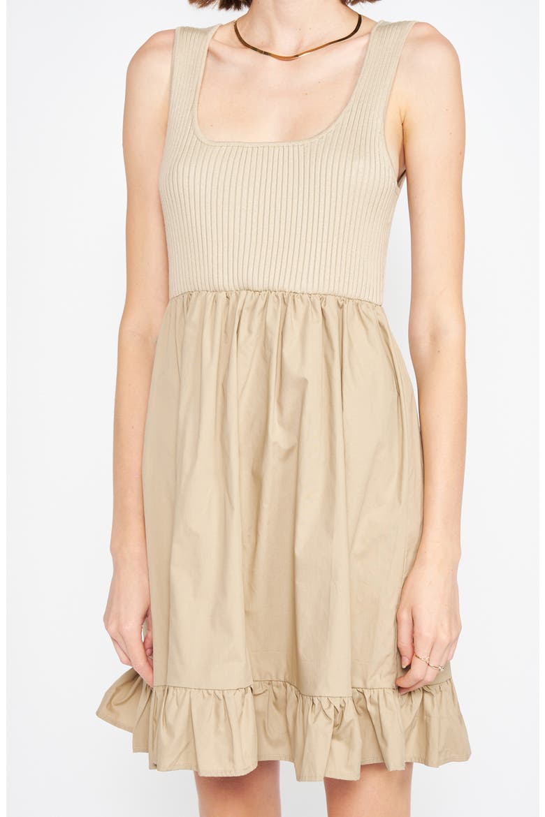 Winslow Mixed Media Scoop Neck Minidress, Alternate, color, TAUPE