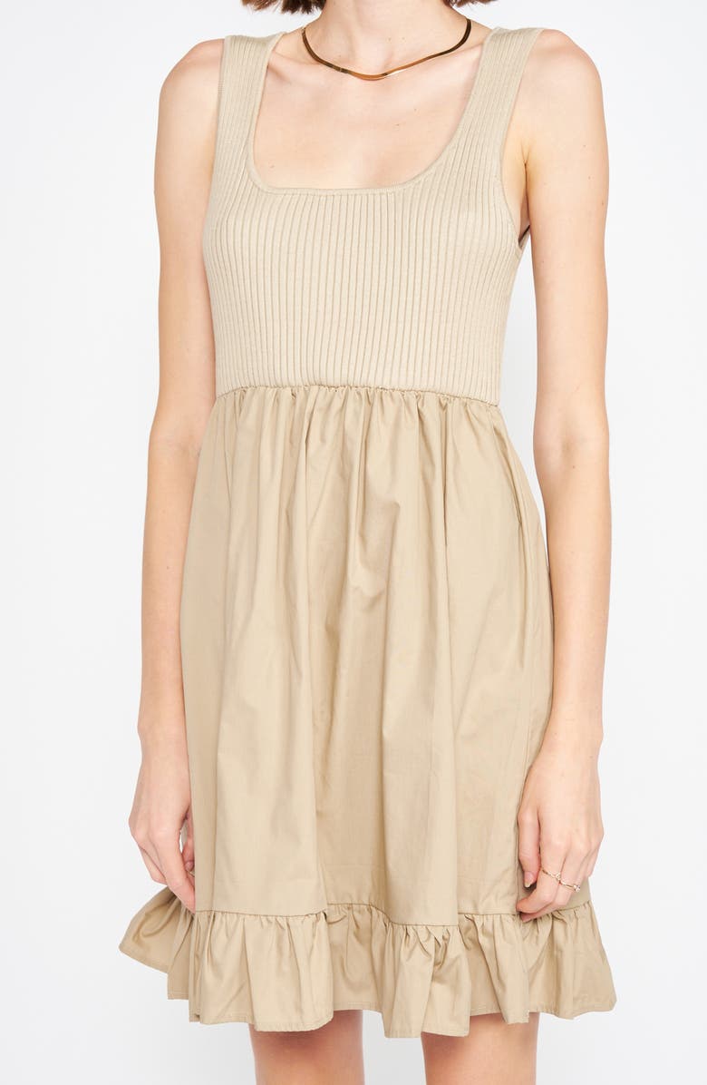 En Saison Winslow Mixed Media Scoop Neck Minidress, Alternate, color,