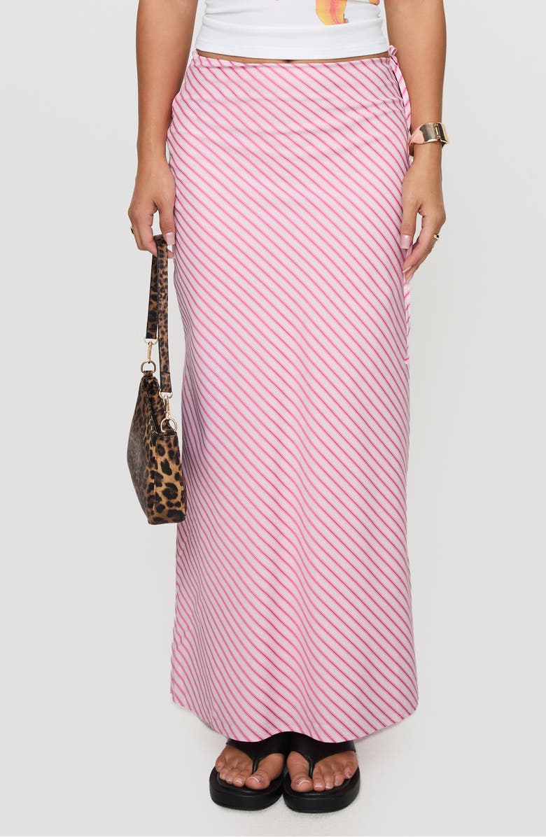 Princess Polly Stripe Fluttering Maxi Skirt, Main, color, Pink Stripe
