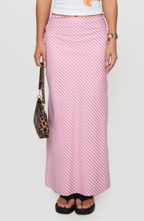 Stripe Fluttering Maxi Skirt