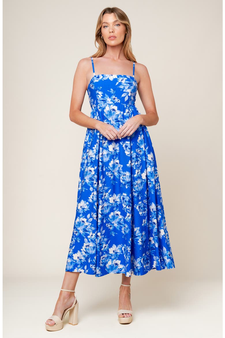 Floral Tie Back Maxi Dress, Alternate, color, BLUE MULTI
