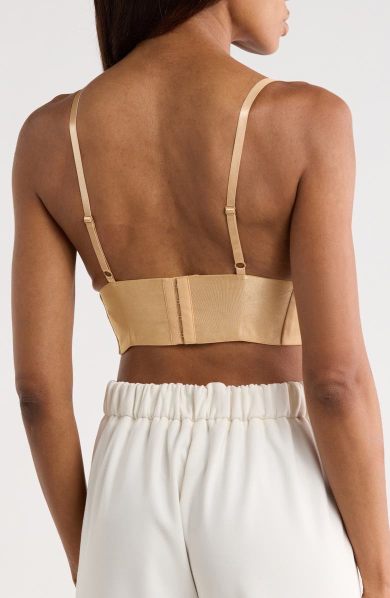 L'AGENCE Ginger Lace Trim Silk Bralette, Alternate, color, Latte