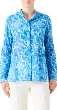 Akris Whitecaps Cotton Voile Button-Up Shirt