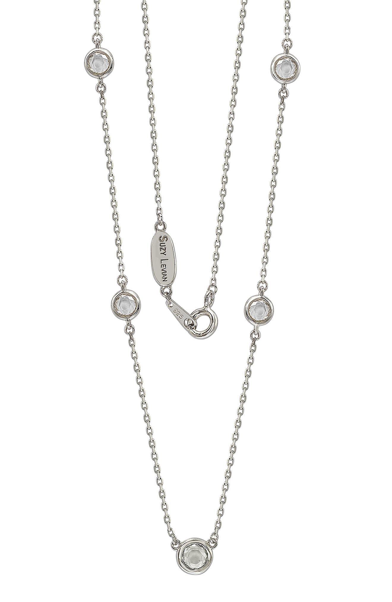 SUZY LEVIAN Sterling Silver White Topaz 5-Stone Station Necklace