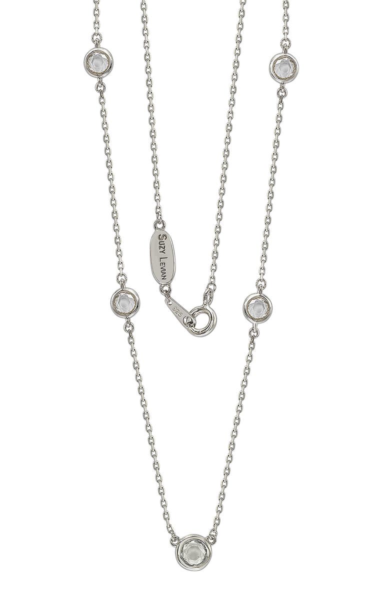 SUZY LEVIAN Sterling Silver White Topaz 5-Stone Station Necklace, Main, color, White