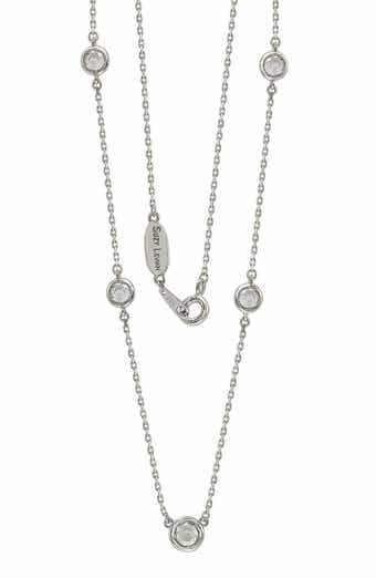 SUZY LEVIAN Sterling Silver White Topaz 5-Stone Station Necklace