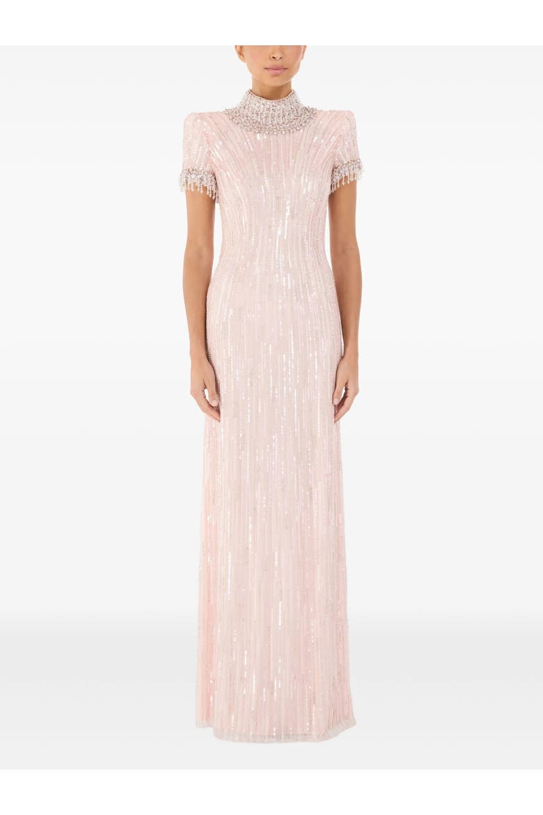 Madeleine Beaded Maxi Dress, Alternate, color, Fox Coral