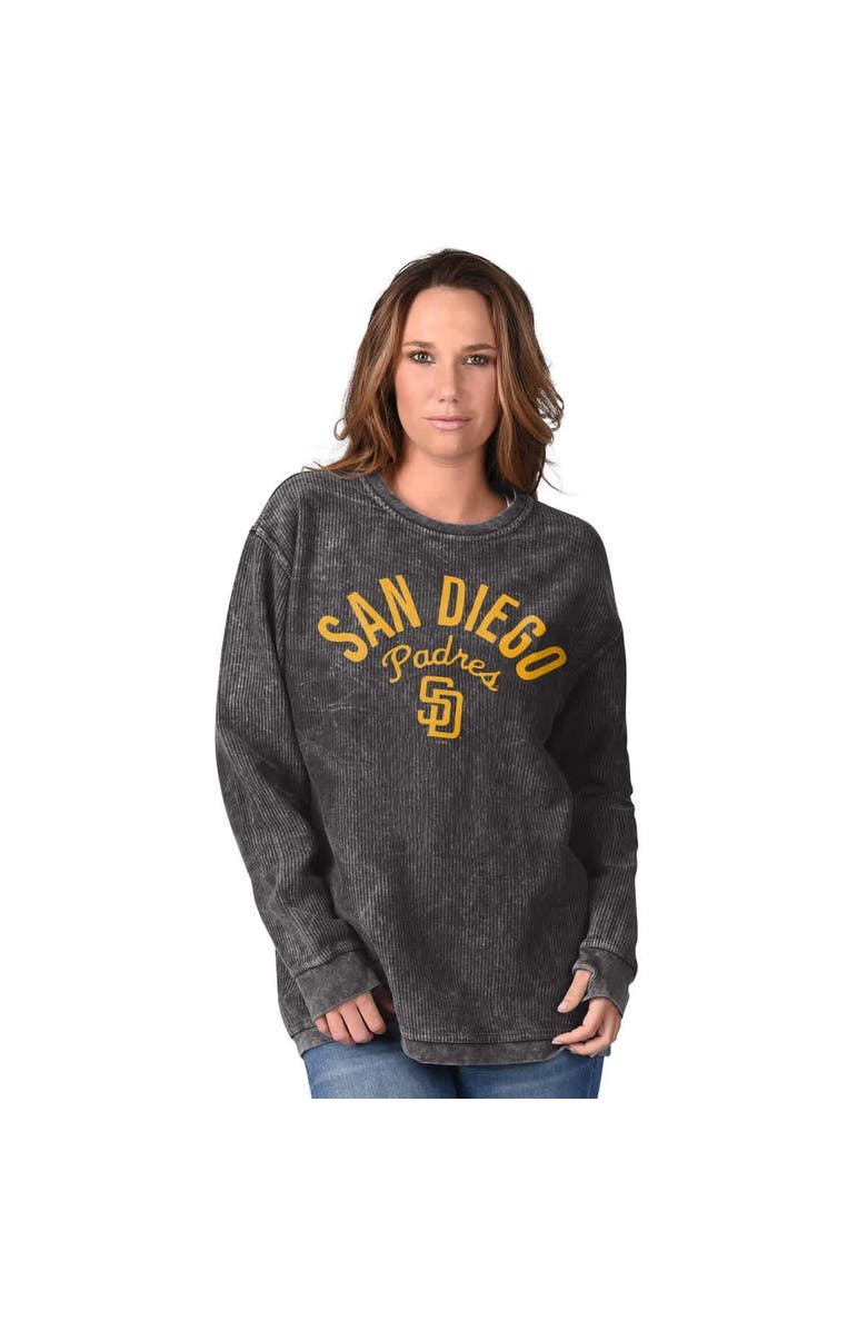 G-III 4HER BY CARL BANKS Women's G-III 4Her by Carl Banks Black San Diego Padres Comfy Cord Pullover Sweatshirt, Alternate, color, Black