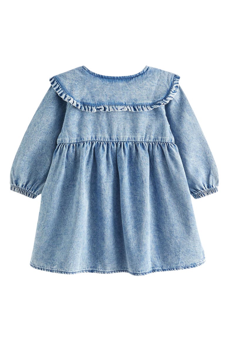NEXT Kids' Ruffle Collar Cotton Denim Dress, Alternate, color, 