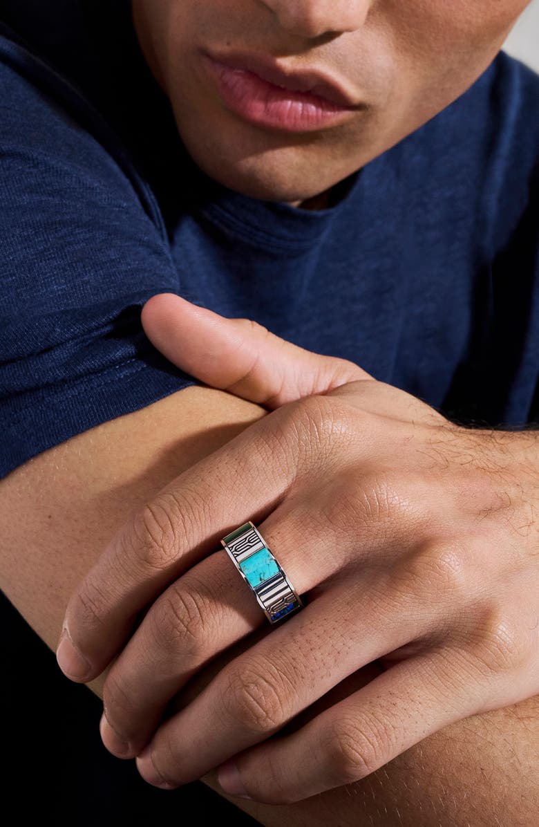 John Hardy Carved Chain Ring, Sterling Silver, Hardstones, Alternate, color, Silver