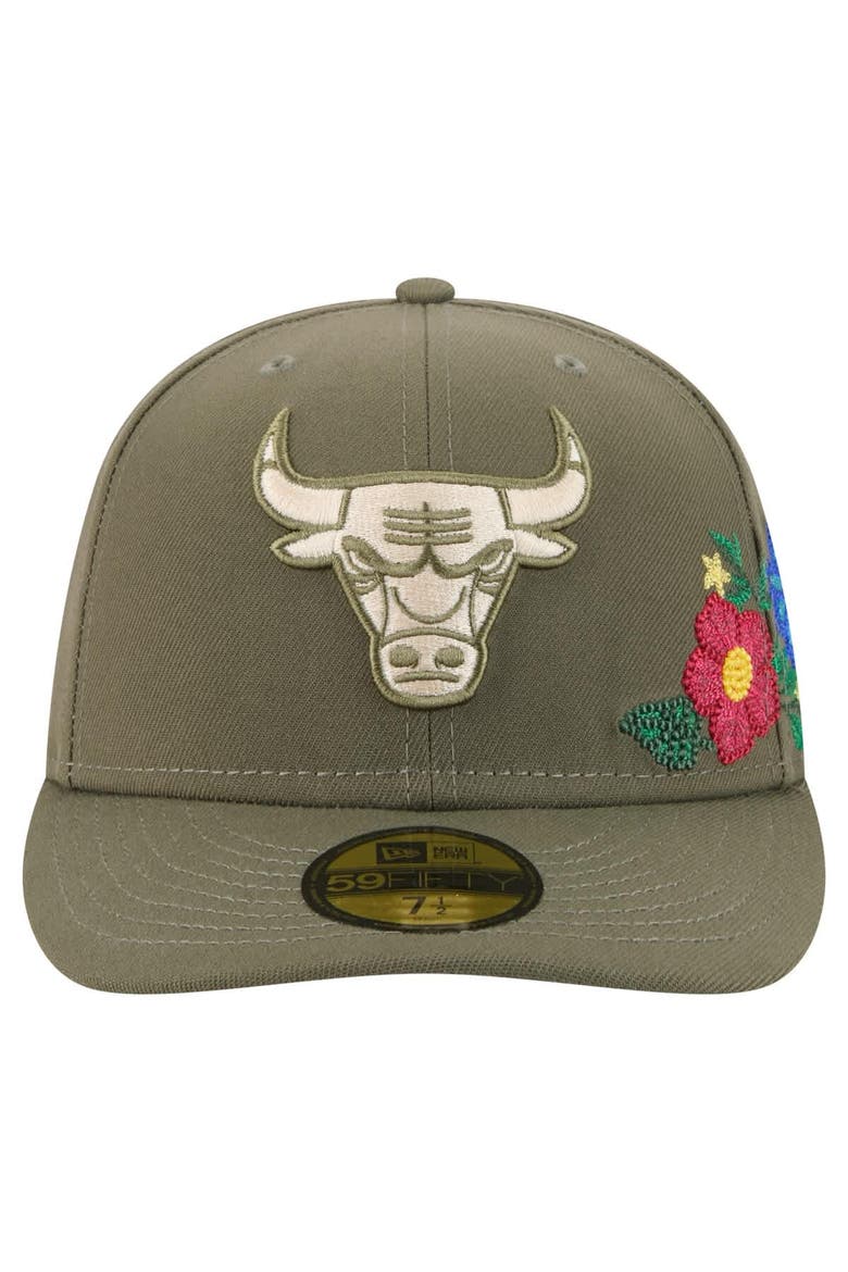 Men's New Era Olive Chicago Bulls Tonal Florals 59FIFTY Fitted Hat, Alternate, color, Olive