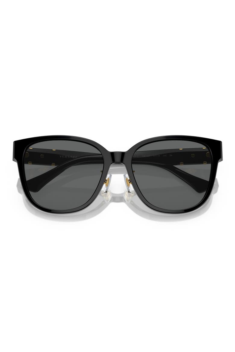 57mm Square Sunglasses, Alternate, color, BLACK