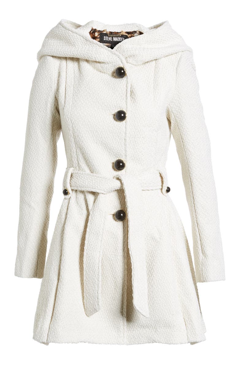 Steve Madden Belted Hooded Skirted Coat, Alternate, color,