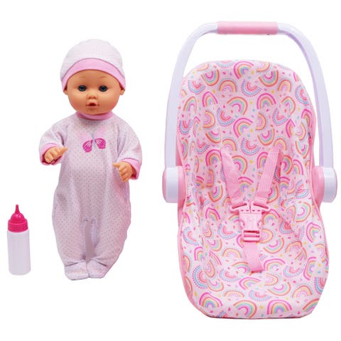 16" Baby Doll With Toy Carrier / Car Seat Kids Playset 3+