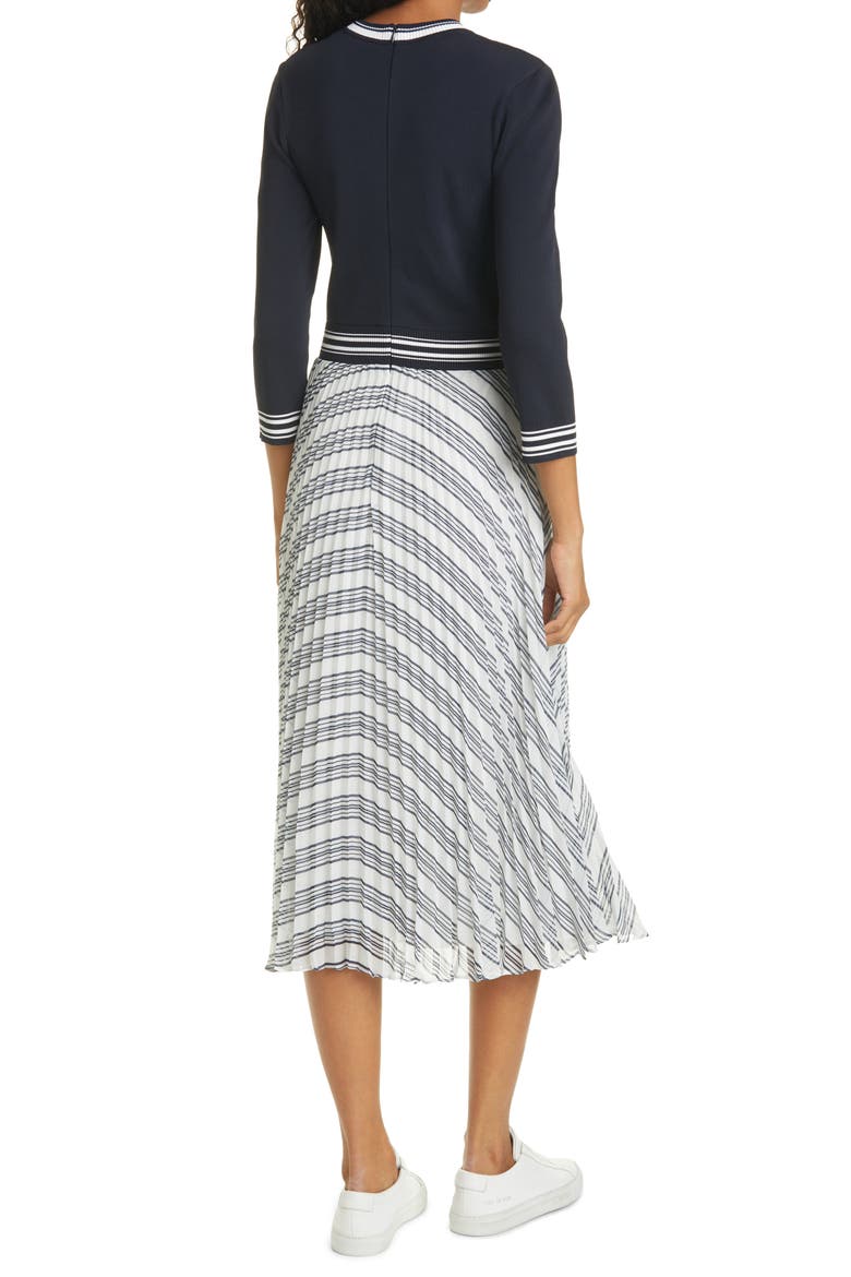 Faustaa Three Quarter Sleeve Midi Dress, Alternate, color, NAVY