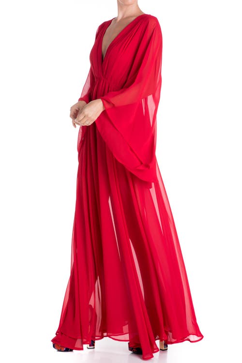 Meghan La Sunset Long Sleeve Maxi Dress In Red