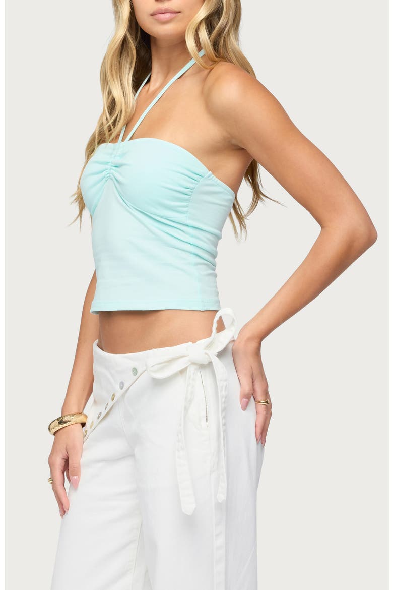 Yolandi Ruched Halter Top, Alternate, color, AQUA