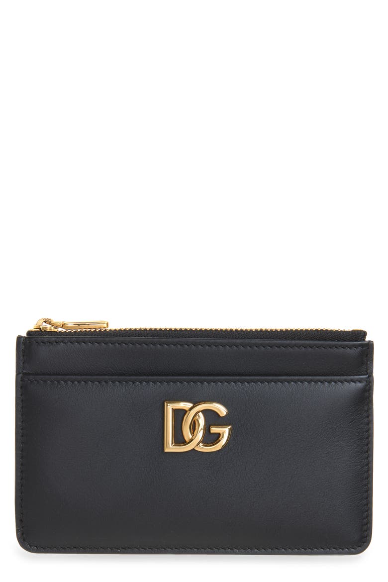DG Logo Leather Coin Purse, Main, color, 80999 NERO