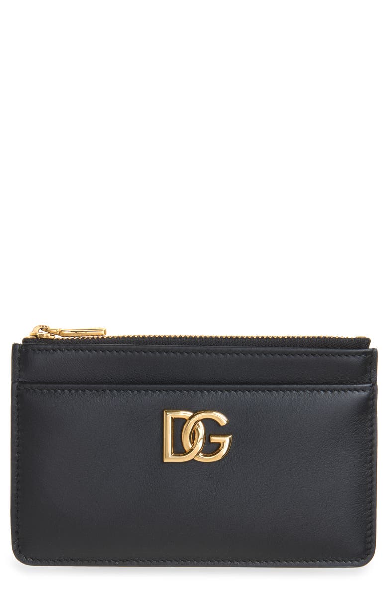 Dolce&Gabbana DG Logo Leather Coin Purse, Main, color, 80999 Nero