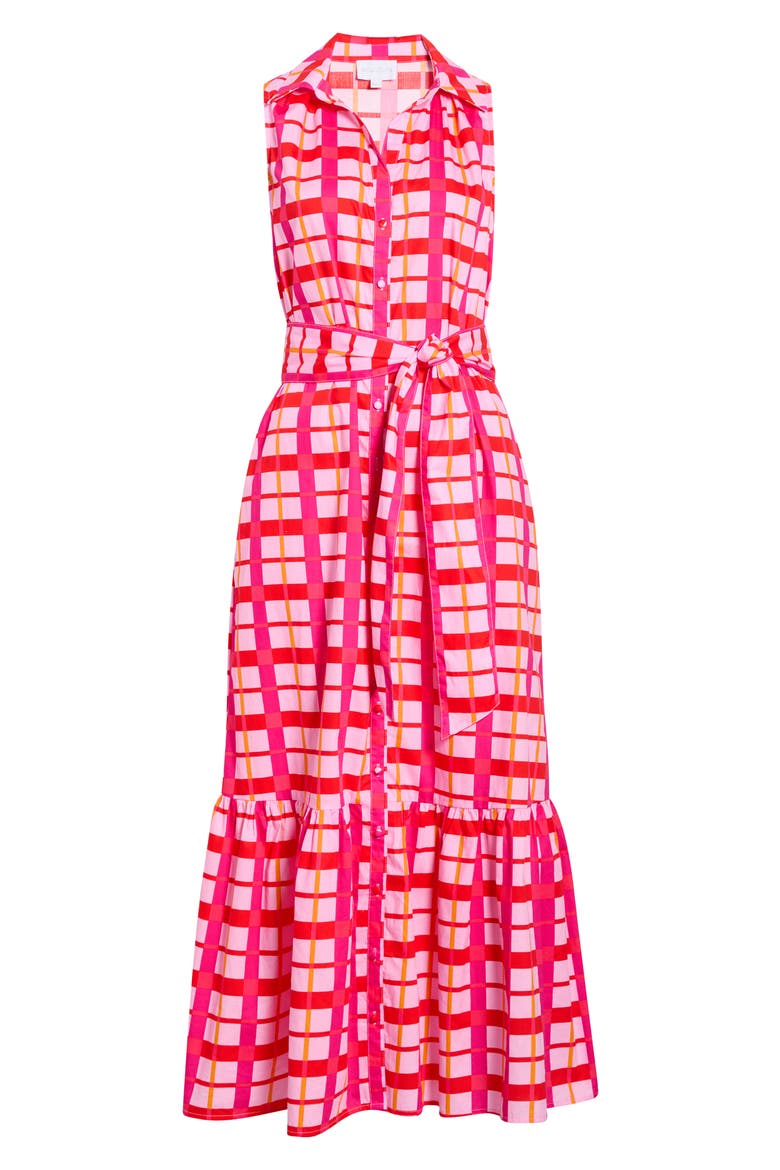 Darvy Plaid Sleeveless Dress, Alternate, color, PINKS-ORANGE
