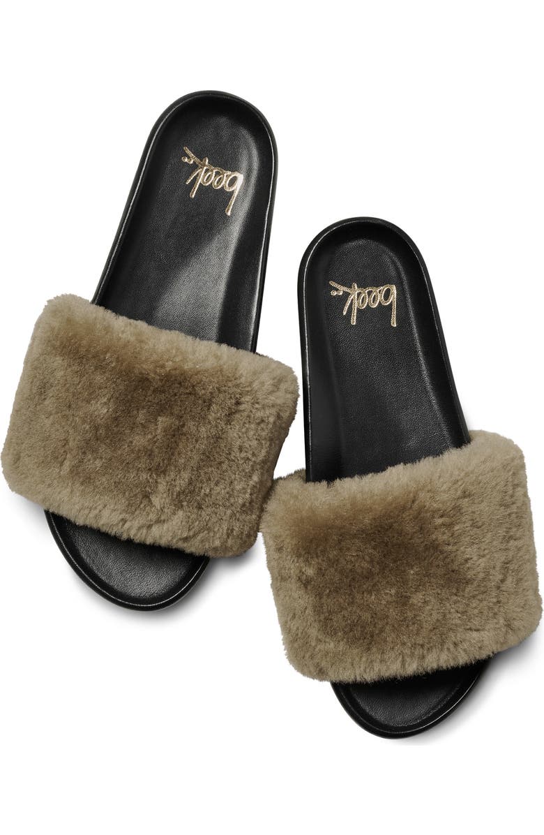 Beek Gallito Más Genuine Shearling Slide Sandal, Alternate, color, Bronze / Black