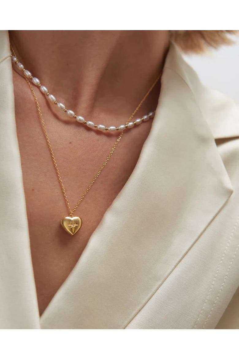 Gold Mini Heart Locket Necklace, Alternate, color, Gold