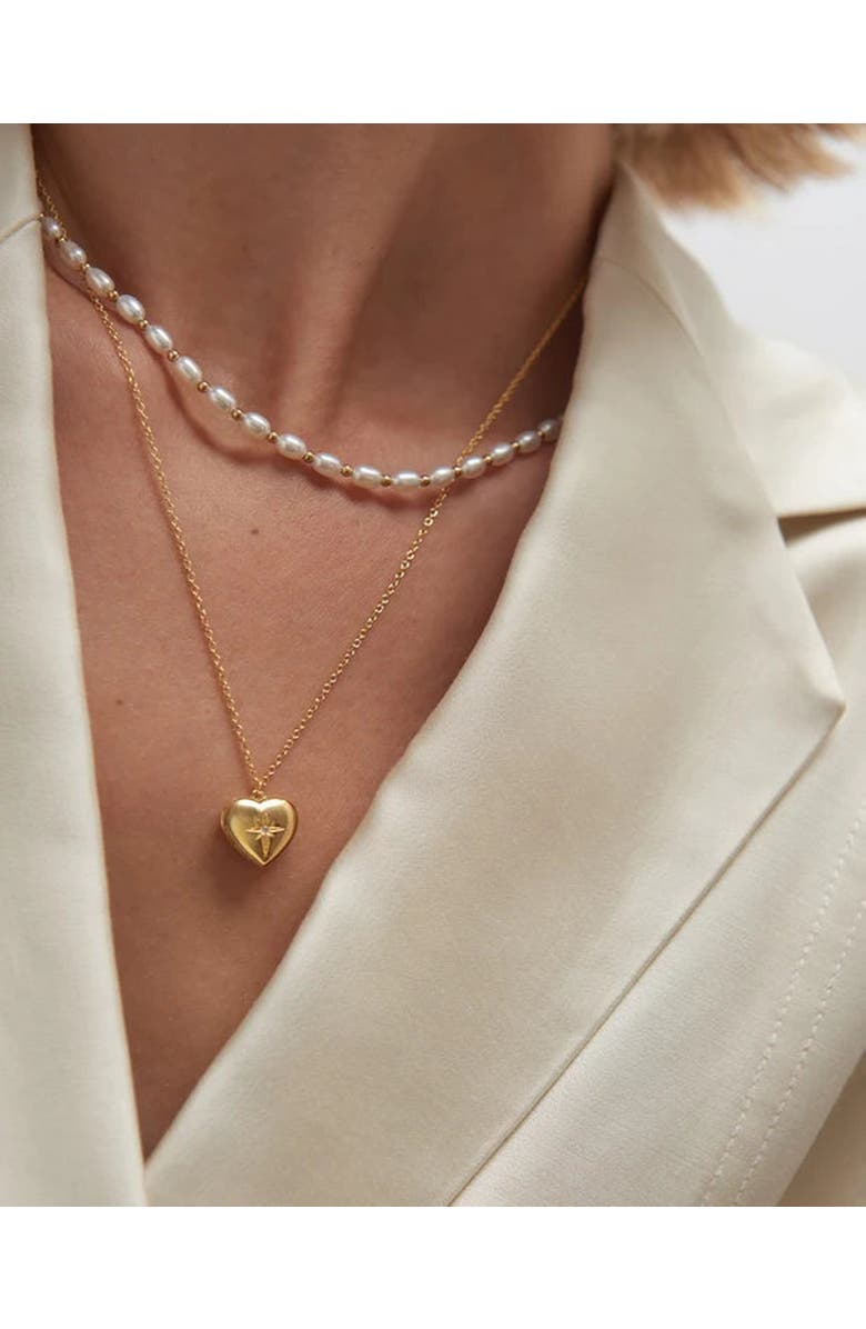 Astley Clarke Gold Mini Heart Locket Necklace, Alternate, color, Gold