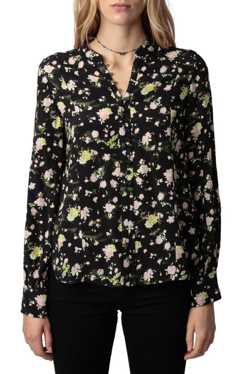 Twina Rose Print Button-Up Shirt