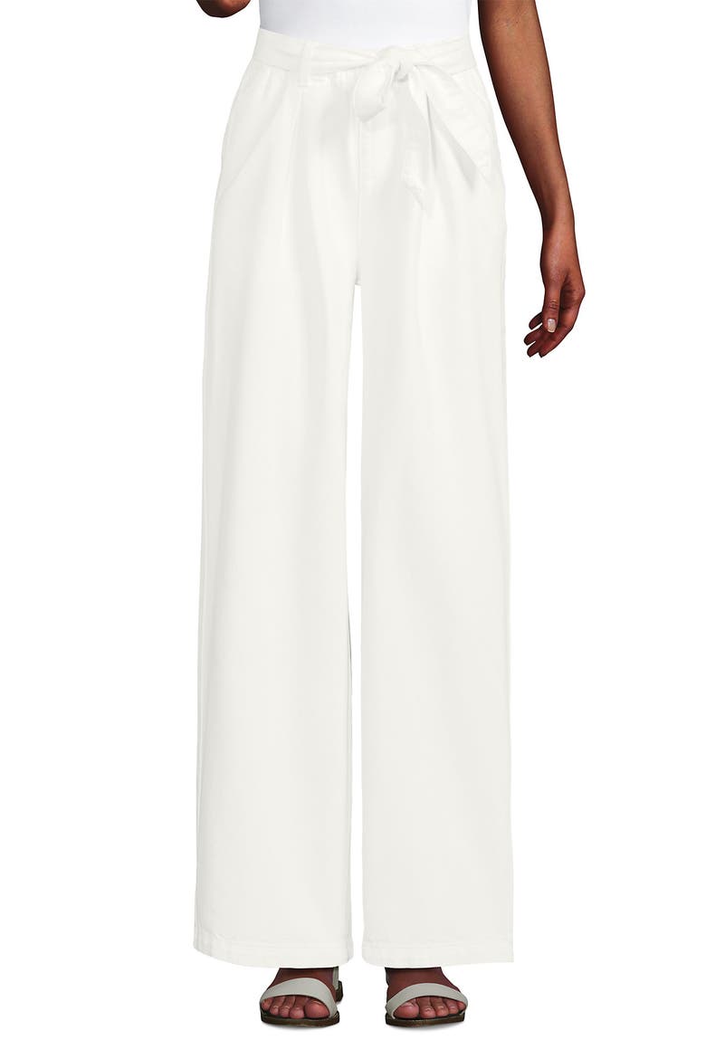 High Ridge Twill Pull On Pleated Wide Leg Pants, Main, color, Chalk White