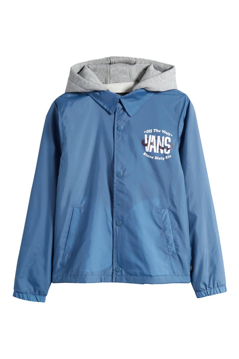 Kids' Riley Water Resistant Hooded Coach's Jacket, Main, color, COPEN BLUE