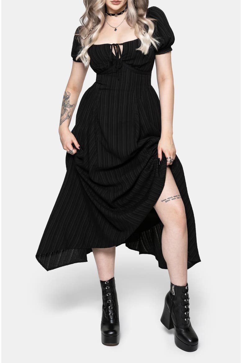 Fenella Keyhole Midi Dress, Alternate, color, Black