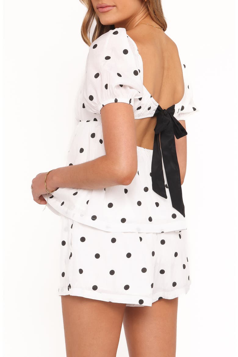 Julia Polka Dot Puff Sleeve Top & Shorts Set, Alternate, color, BLACK POLKADOT