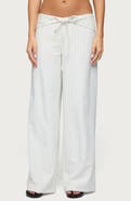EDIKTED Parker Pinstripe Low Rise Tie Wide Leg Pants
