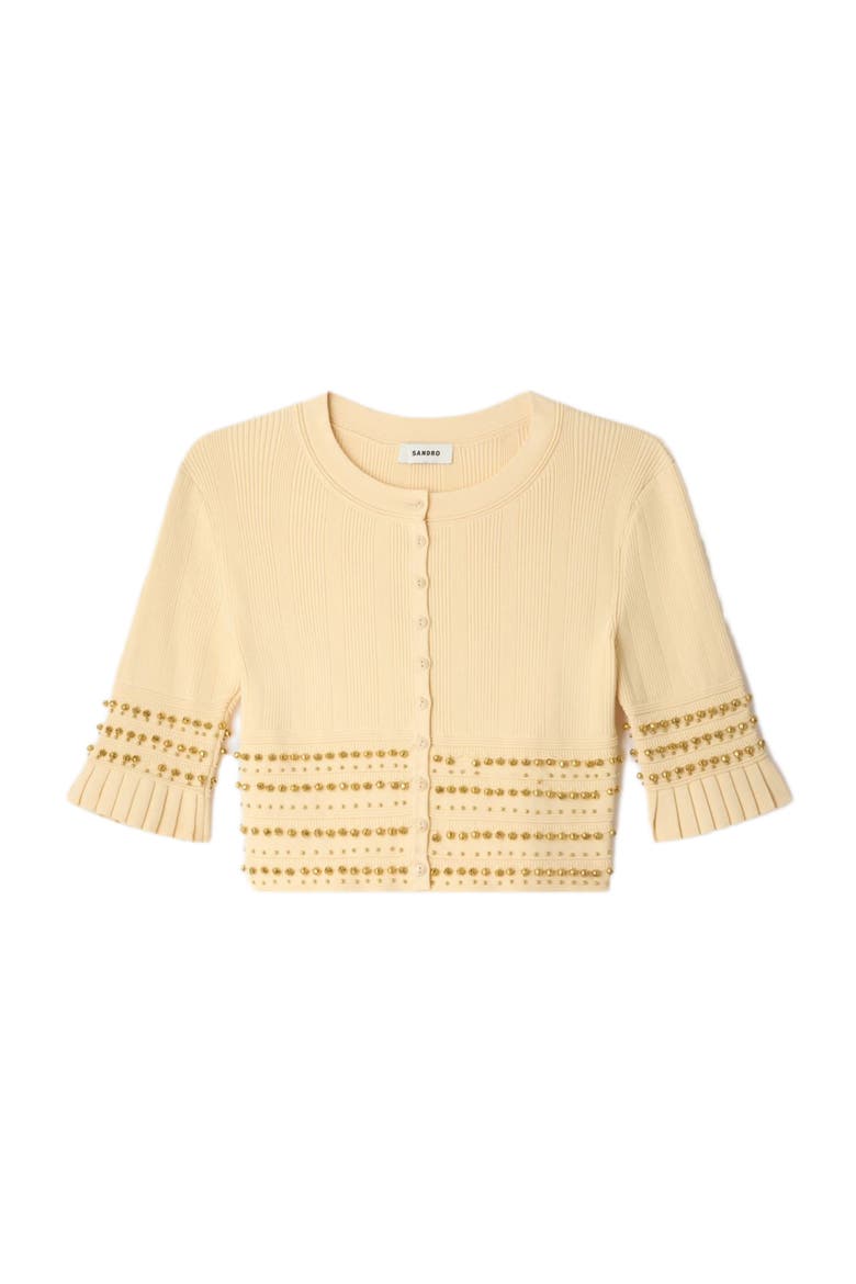 Cropped cardigan with tassels, Alternate, color, Vanilla