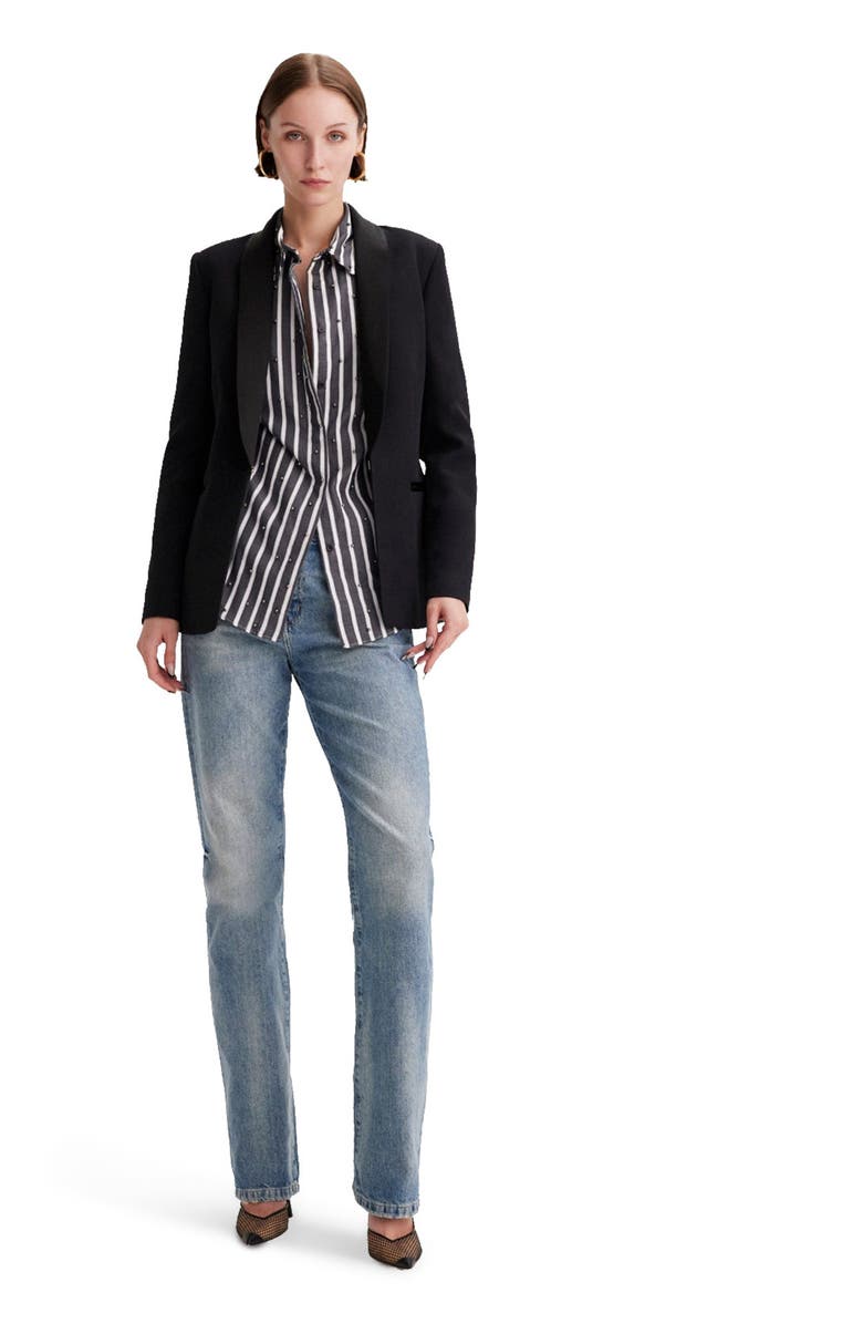 THEO The Label Echo Pearly Shirt, Main, color, Sand/Pearl
