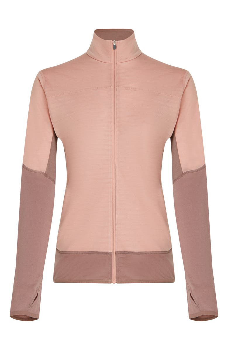 Icebreaker Lyocell & Merino Blend 300 RealFleece Descender Zip Mock Neck Top, Alternate, color, Summit/ Blush