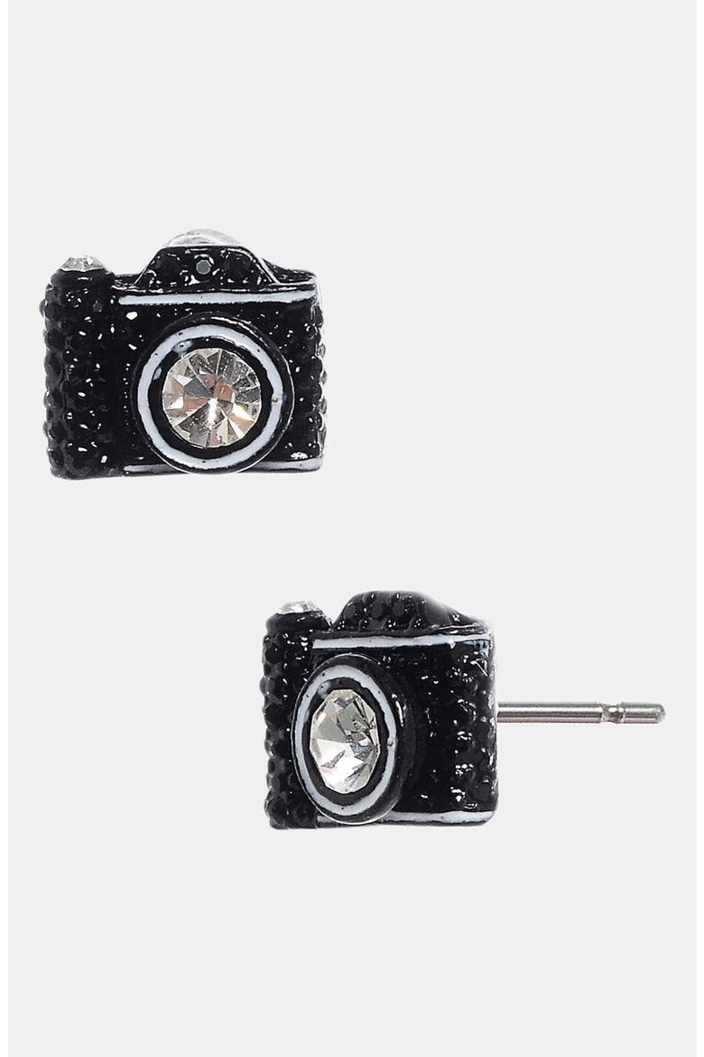 Camera Stud Earrings, Main, color, BLACK MULTI