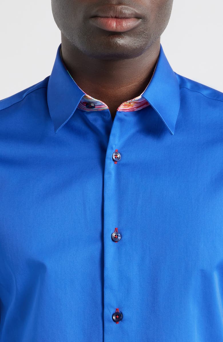 Siragusa Printed Silk Trim Dress Shirt, Alternate, color, Royal Blue