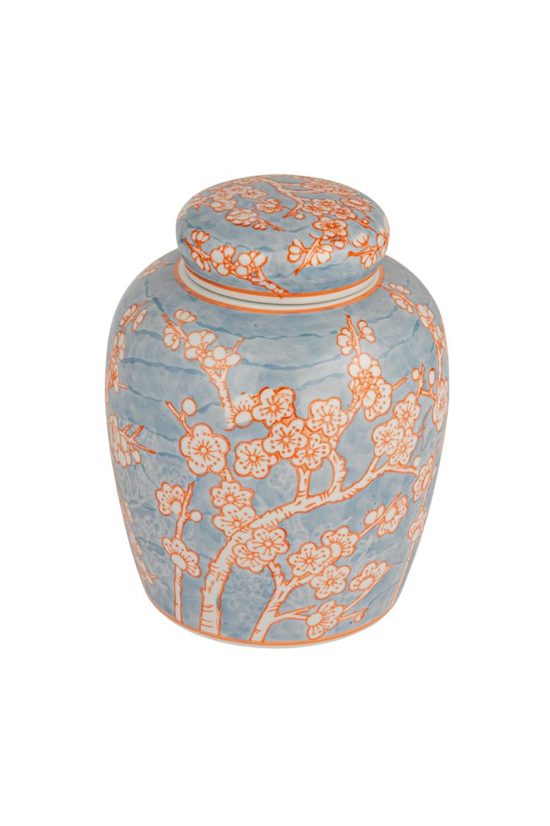 Decorative Ginger Jar with Lid, Main, color, Blue