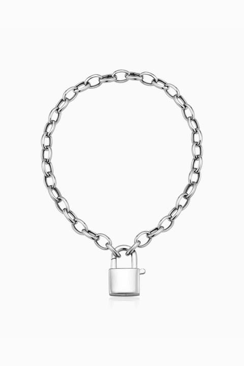 Sterling Silver Lock it Up Connector Clasp Bracelet