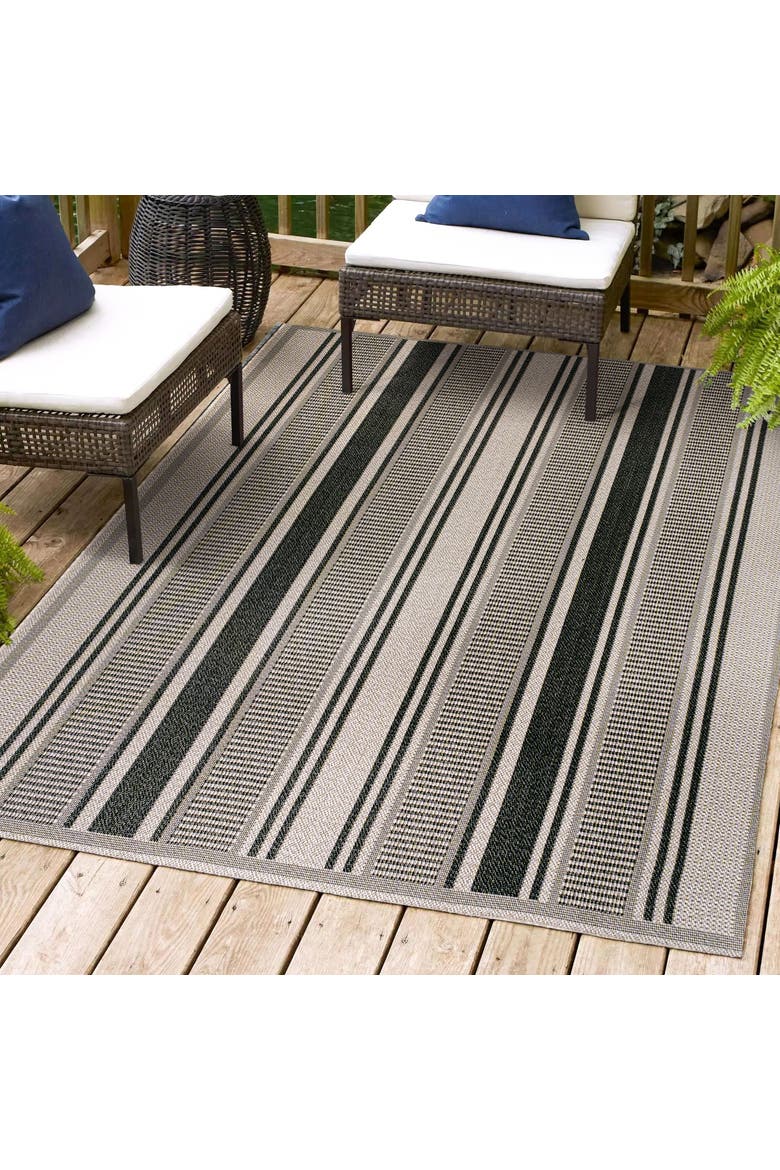 Double Rug Design JONATHAN Y Haynes Modern Double Stripe Indoor/Outdoor Area Rug | Nordstrom