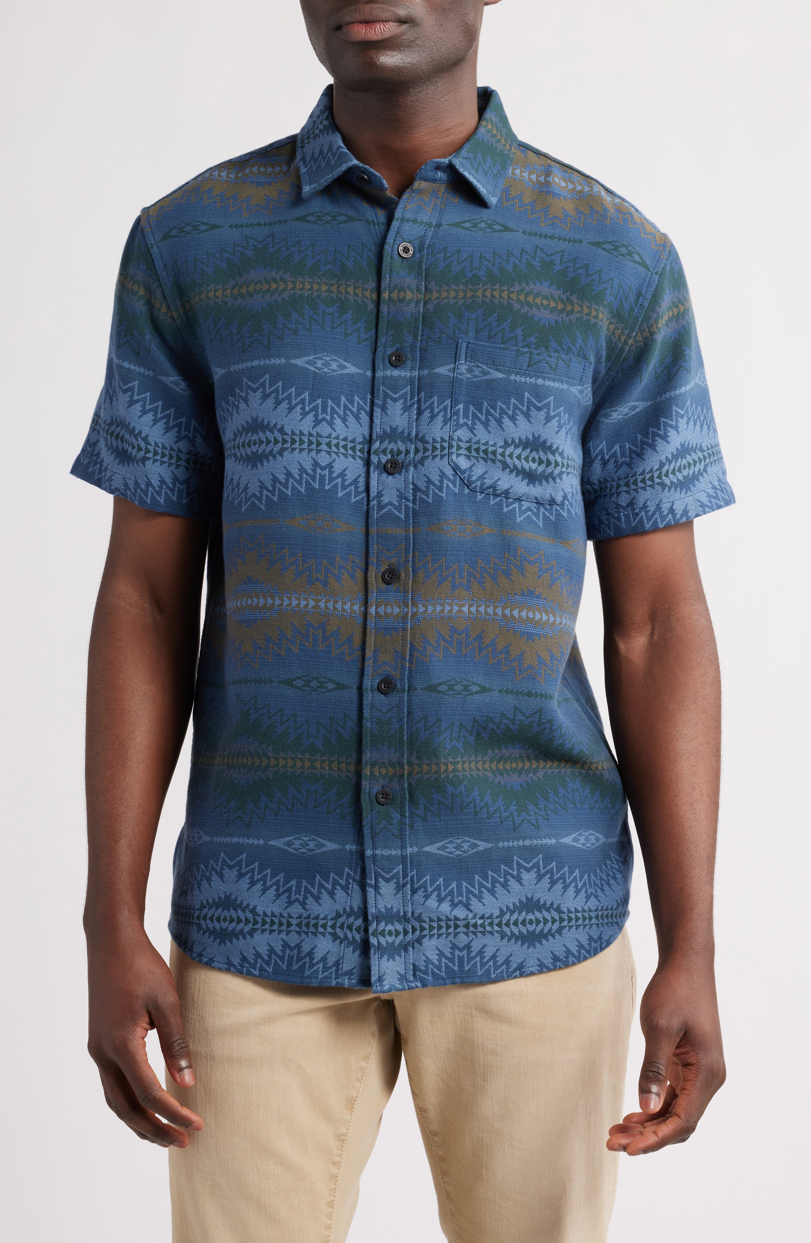 Gateway Print Short Sleeve Cotton Button-Up Shirt - image 3