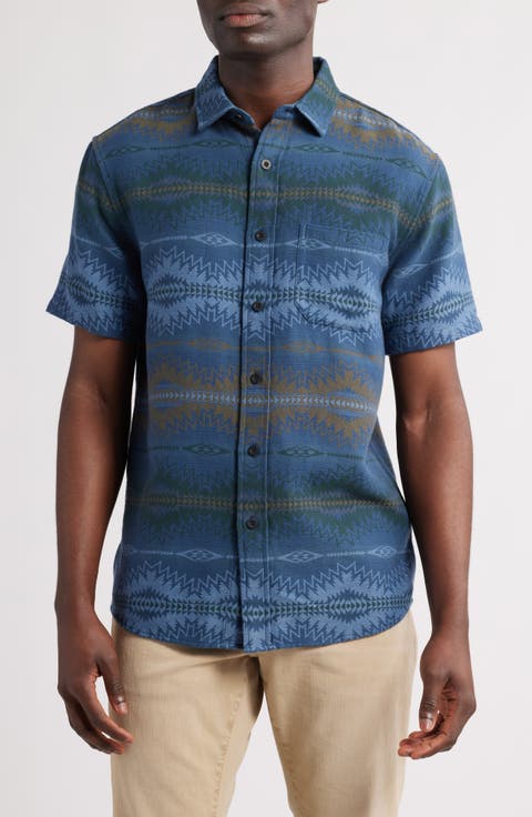 Gateway Print Short Sleeve Cotton Button-Up Shirt