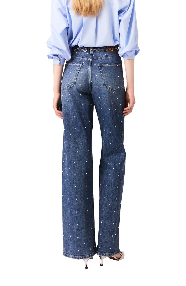 maje Wide-leg denim jeans with studs, Alternate, color, Blue